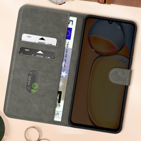 Fodral till Xiaomi Redmi 13C - AVIZAR - Plånbok och videostöd - Grå Grå