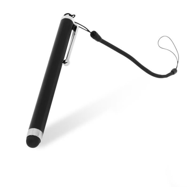 Touch screen stylus - AKASHI - Gummispids - Udtrækkelig håndledsrem - Sort Svart