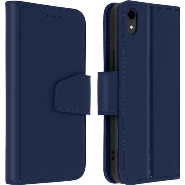 iPhone XR cover - AVIZAR - Premium okselæder - Midnatsblå - Stand funktion - Kortholder midnattsblå