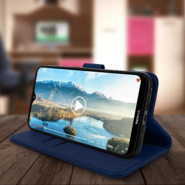 Étui för Nokia 2.3 - AVIZAR - Fodral Plånbok - Mörkblå Blå