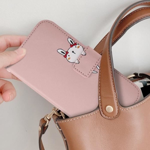 Rabbit Case til Samsung S23 - AVIZAR - Video Support Wallet - Pink - Flap - Håndledsrem Rosa