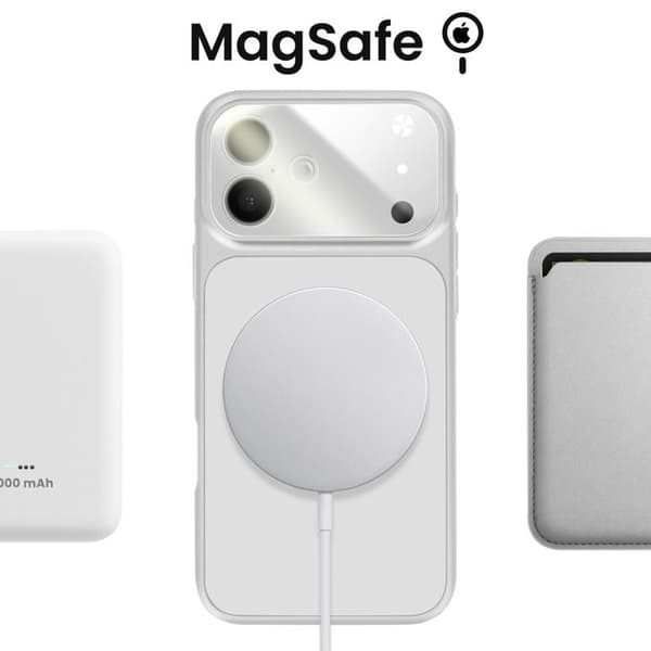 MagSafe-cover til iPhone 16, hård med glasbeskyttelse til kamera, sølv Grå