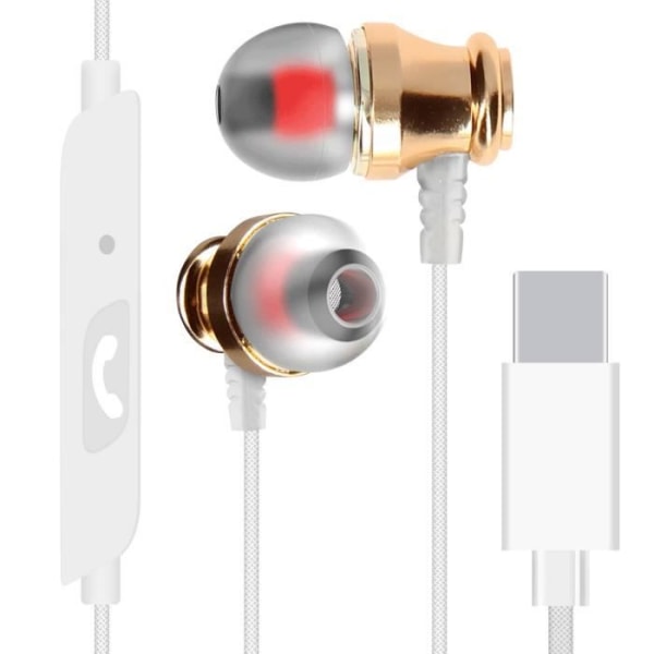 Kabelansluten USB C In-ear hörlurar Mikrofon och LinQ-knapp Vit