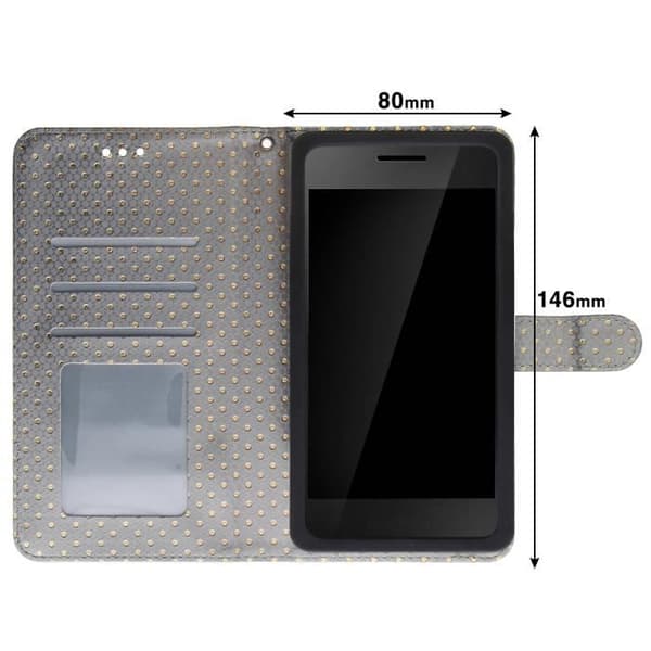Universal Smartphone Case - AVIZAR - Silver - Eco-leather - Desk Stand - Built-in Mirror Pengar