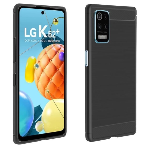 LG K62 - K52 Soft Case Carbon Forstærkede hjørner Børstet effekt Sort