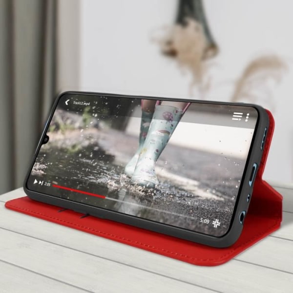 Oppo A16 og Oppo A16s Case Flip Wallet Funktion Video Support Rød Rød