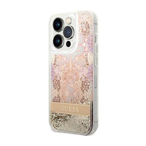 Guess Liquid Glitter Paisley - Etui til iPhone 14 Pro Max (Guld) - 3666339088491