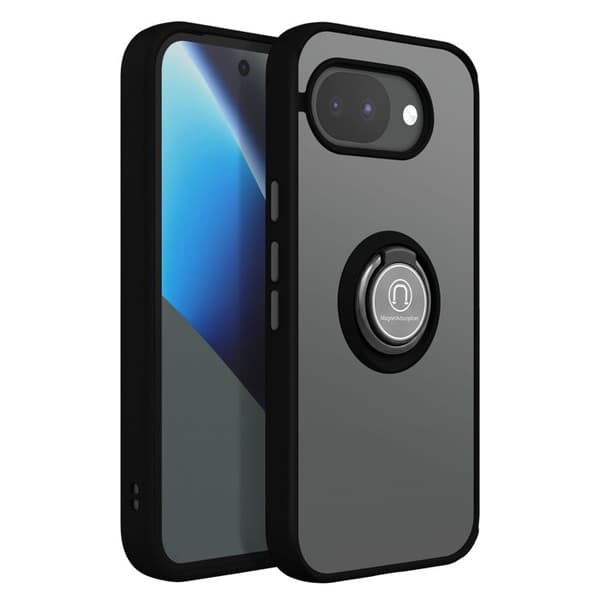 Coque Ring til Google Pixel 10a Forstærket Beskyttelse med Magnetisk Ring Sort Svart