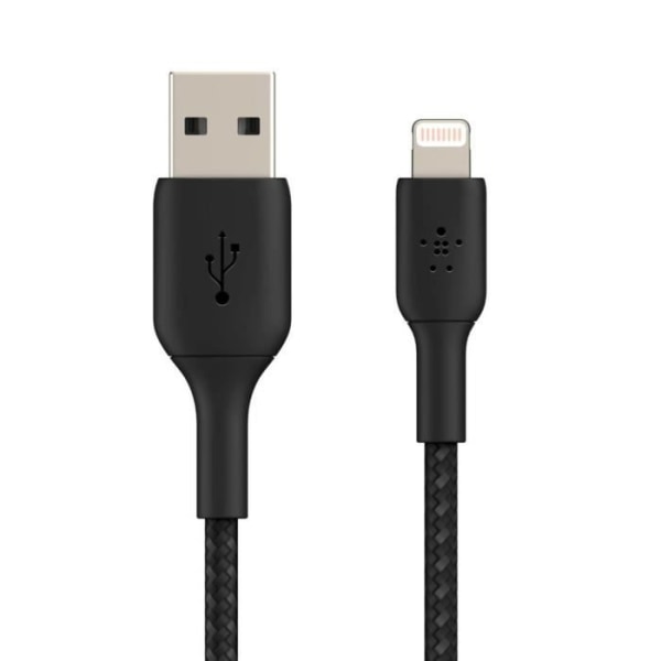 USB till Lightning MFi 18W Nylonflätad kabel 15cm Charge and Synchro Belkin svart