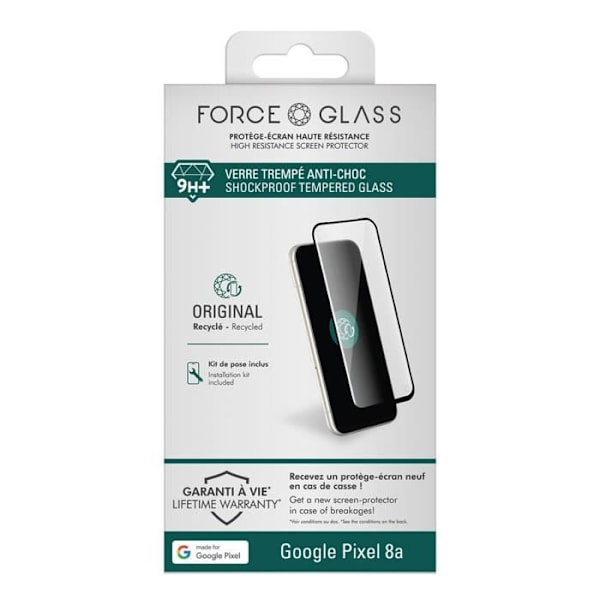 Skærmbeskytter - FORCE GLASS - Google Pixel 8a - hærdet glas 2.5D - stødabsorberende - 9H+ transparent Transparent