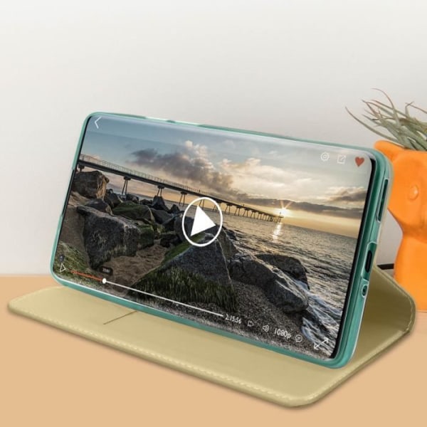 Housse - OnePlus - 8 Pro - Folio Etui - Øko-læder - Video Støtte - Kortopbevaring Doré, Gul