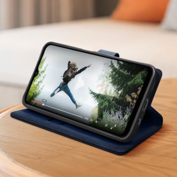 Skal för Samsung Galaxy A14 5G och 4G videostöd plånbok blå