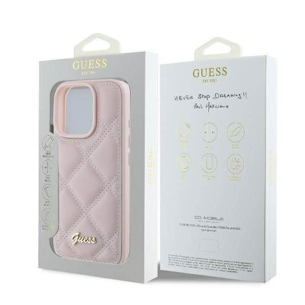 Guess tikattu metallilogokotelo iPhone 16 Pro Max 6,9" pinkille - GUHCP16XPSQSQSP Rosa