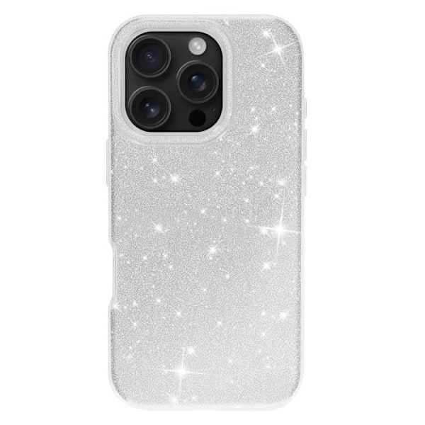 Glitrende Pailletet Taske til iPhone 16 Pro Stødabsorberende Sølv Grå