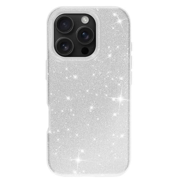 Kimalteleva Kuori - iPhone 16 Pro - Iskunkestävä - Kimallus - Glamour Suunnittelu - Harmaa Grå