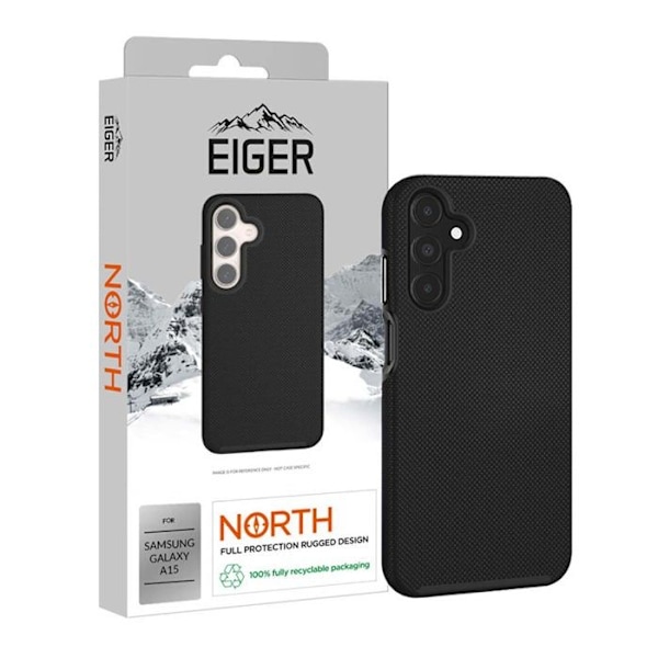 Rigid Cover for Galaxy A15 with 2 Ultra-Reinforced Layers Anti-Drop 4M Eiger Black Svart