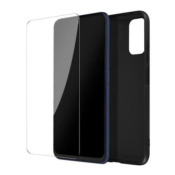 AVIZAR kotelo Xiaomi Redmi Note 10 5G:lle ja Poco M3 Prolle - musta - kova kuori ja karkaistu lasikalvo Svart