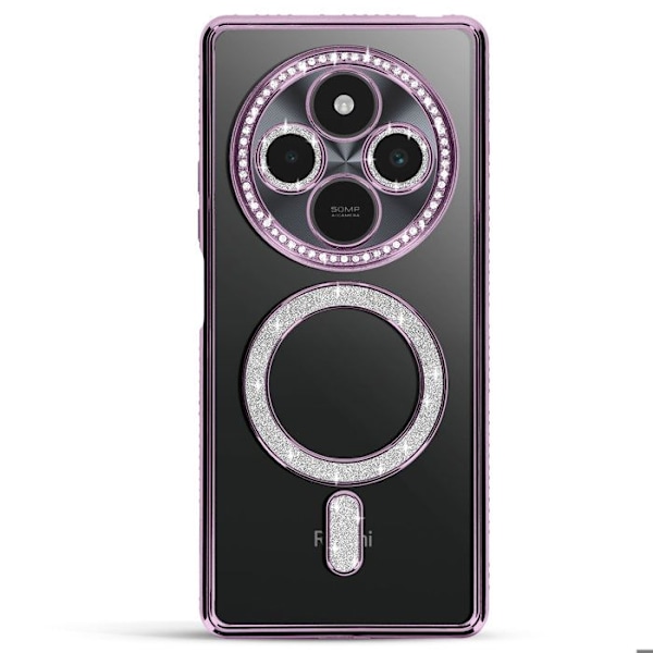 Coque Diamant pour Xiaomi Redmi 14C MagSafe Contour Strass Violet Lila