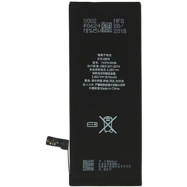 Internt batteri iPhone 6 Lithium-ION 1810 mAh Ersätter APN 616-00805 Svart