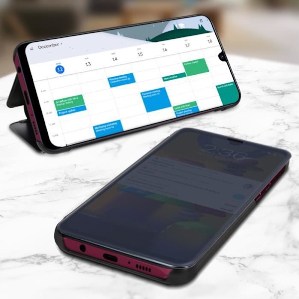 Samsung Galaxy M21 / M31 Fodral Translucent Mirror Design Video Support Svart Svart