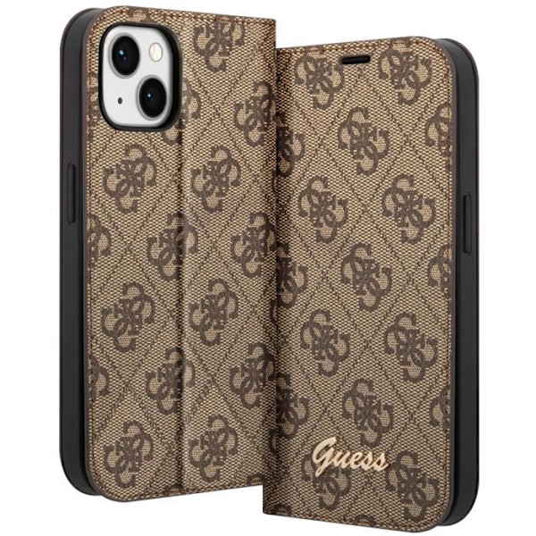 Ylellinen kotelo iPhone 14 Plus Elegant Design -korttikotelolle 4G Guess Pattern Ruskea kastanj