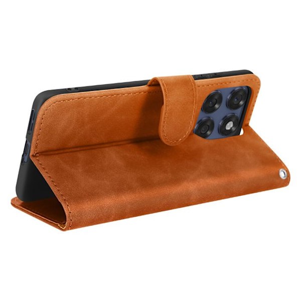Housse Folio til Motorola Edge 60 Fusion og Edge 60 Video Støtte Brun kastanj