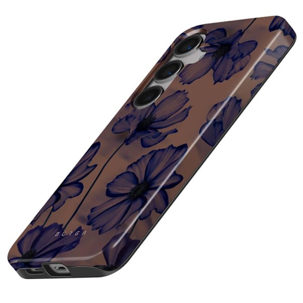 Samsung Galaxy S24 ja S25 Suojakotelo Tyylikäs Velvet Night Kuvio Burga Tumma Liila Lila