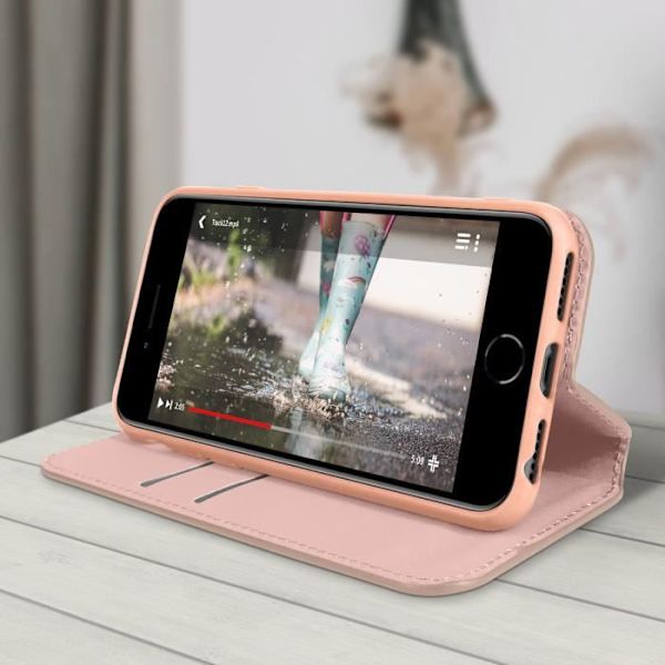 iPhone SE 2020, 8, 7, 6 ja 6S Case Flip Wallet Videotuki rose gold Rose Rose guld