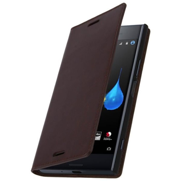 Porteføljehæl - AVIZAR - Sony Xperia XZ Premium - Brun læder - Standerfunktion - 3 kortpladser kastanj