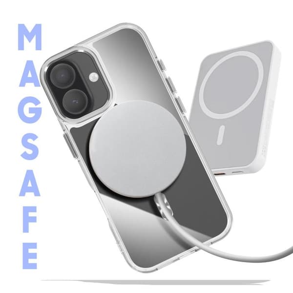 MagSafe Cover - ADVARSEL - iPhone 17 - Sølv - Stødbeskyttelse - Hurtig Opladning Grå