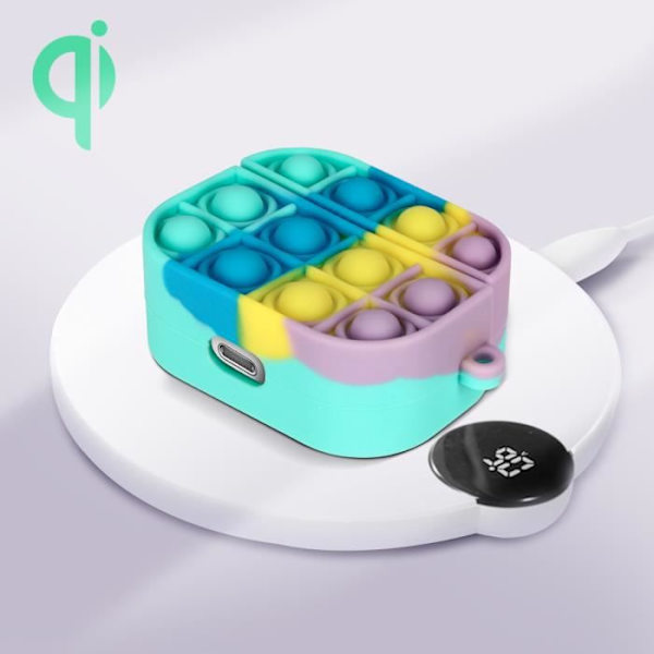 Airpods Pro Silikonfodral Bubble Pop Design 2 delar Flerfärgad Turkos