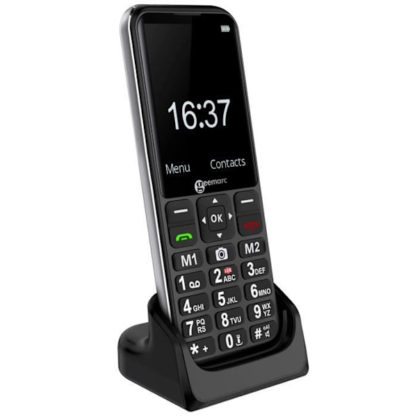 Mobiltelefon til seniorer - Kompatibel med høreapparater - SOS-knap Geemarc Sort Svart