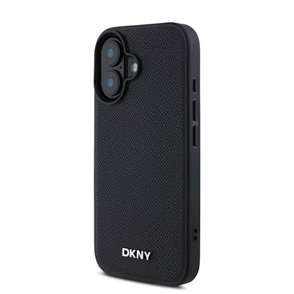 Coque för iPhone 16 - Metall-logotyp - Svart - DKNY