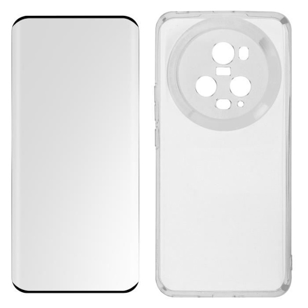 Honor Magic 5 Pro AVIZAR -kotelo - geelisilikoni ja 9H karkaistu lasi - musta muoto Svart
