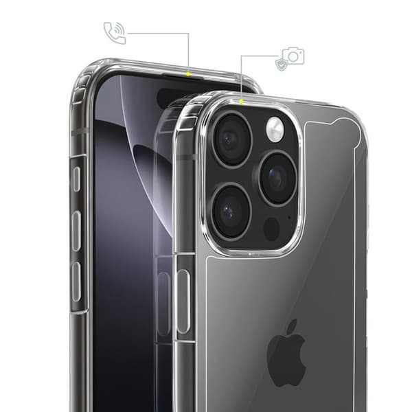iPhone 16 Pro Cover Bimateriale Design med Forstærkede Hjørner Gennemsigtig Vit