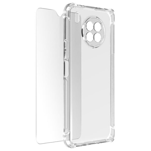 Coque + Skydd film - AVIZAR - Motorola Moto E20 och E30 - Silikon - Härdat glas - 360° skydd Vit