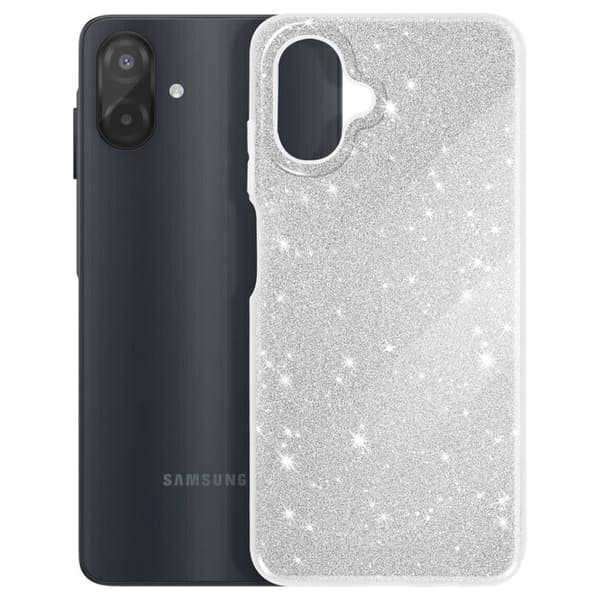 Fodral för Galaxy A07 Design i Bi-Material och Glittrande Silverfinish Grå