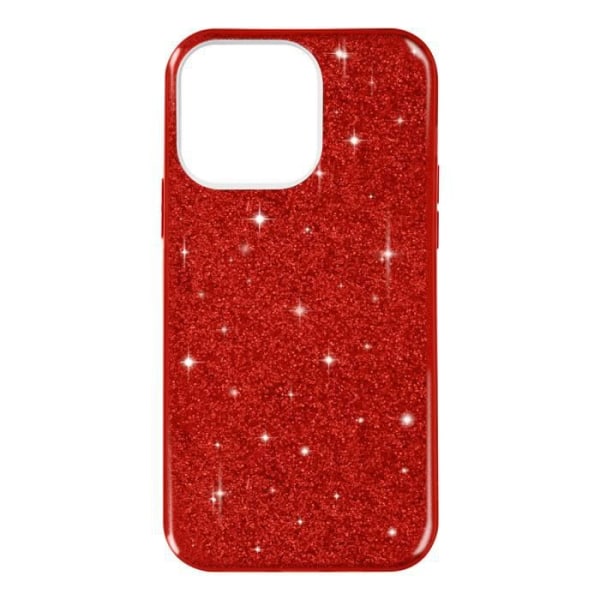 iPhone 14 Pro Max Avtagbart Glitter Halvstyvt silikonfodral Röd