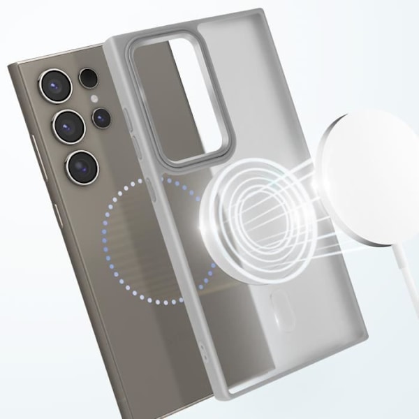 Coque MagSafe til Samsung Galaxy S24 Ultra Mat Frostet Bagside Grå Kontur Grå