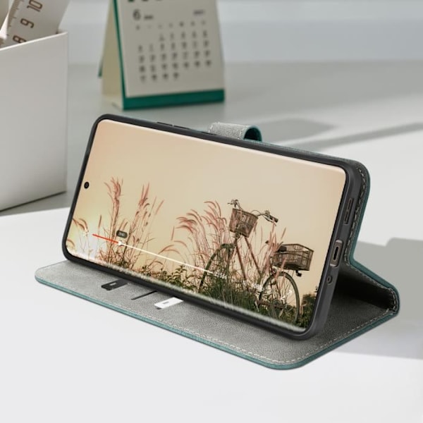 Fodral till Motorola Edge 50 Ultra Brushed Effect Wallet och Stand Dark Green Grön
