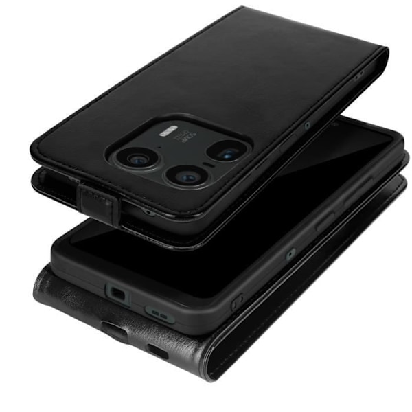 Vertikalt Klapetui til Motorola Edge 50 Ultra med Kortplads Sort Svart