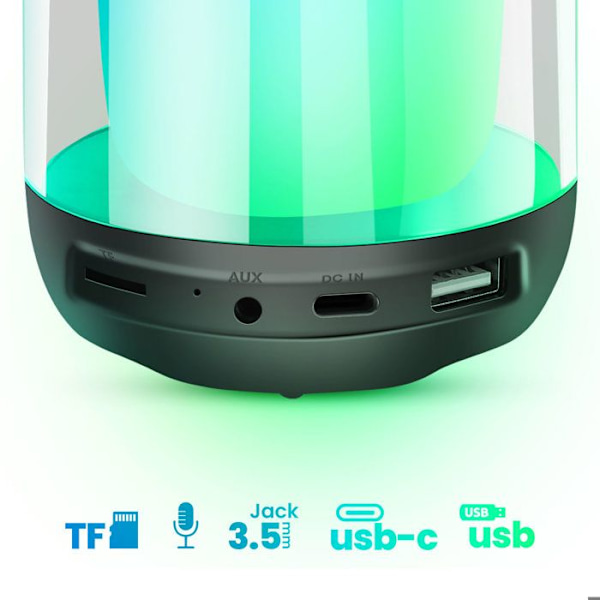 Mini Bluetooth Högtalare 5W LED RGB Kompakt Bärbar Vattentät IPX6 LinQ Svart Svart