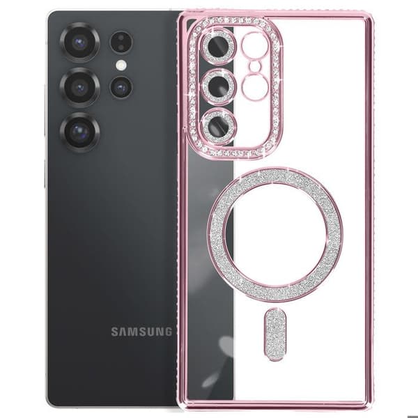 Coque - Samsung - Galaxy S25 Ultra - Rosa - Strass - MagSafe - Resistenta Rosa