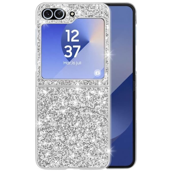 Glitter Case Samsung Z Flip 6 Hard Back Soft Contour Silver -puhelimelle Grå