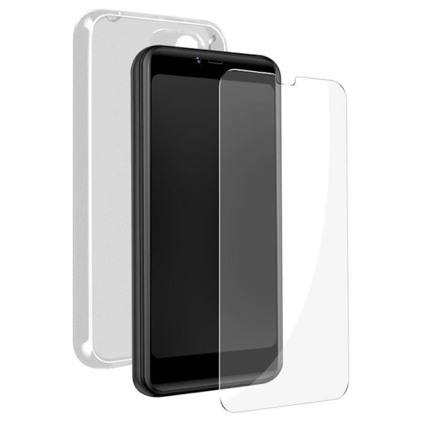 Coque til Logicom Five Silikone Transparent + 9H Tempereret Glas Sort Bigben