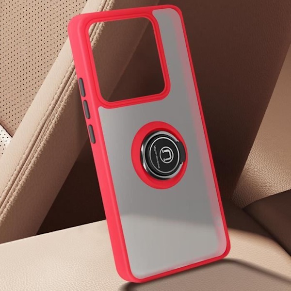 Coque för Xiaomi 14T med metallring och videostöd i röd färg Röd