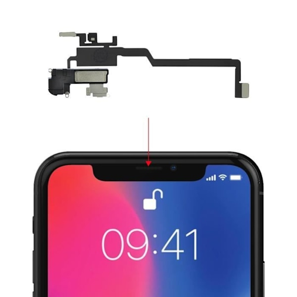 Intern högtalare för iPhone X - RELIFE - Svart - Närhetssensor Svart