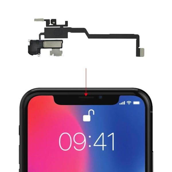 Intern højttaler til iPhone X - RELIFE - Sort - Nærhedssensor Svart
