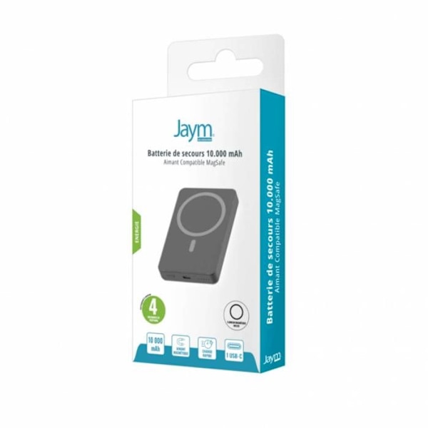 Batteri Backup MagSafe 10000 mAh med Induktionsladdning 15W Jaym Svart Svart