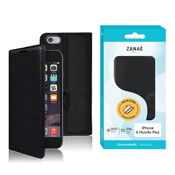 Pungetui - ZANAÉ - iPhone 6 Plus / 6s Plus - Sort - Elegant beskyttelse - Kortopbevaring Svart